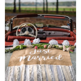 Décoration de voiture de mariage - decoration voiture mariage just married  (3) - La Fée Décoration