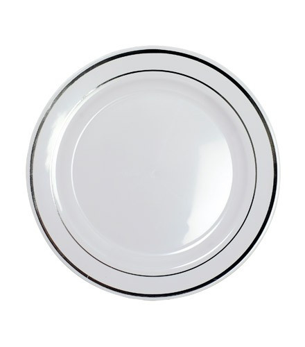 Assiette plastique Blanche 2 Compartiments, vaisselle jetable
