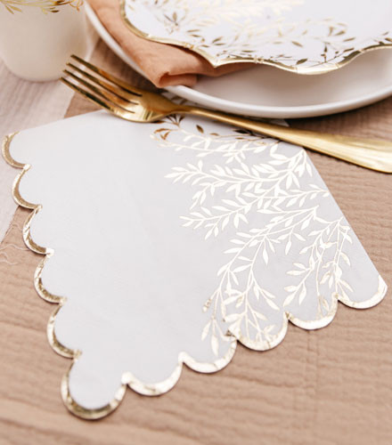 Serviette de table en papier Oriental Argent, vaisselle jetable